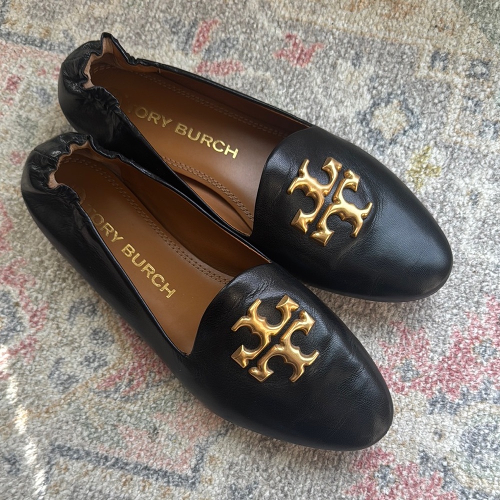 Tory Burch Elenor Black Leather Loafers